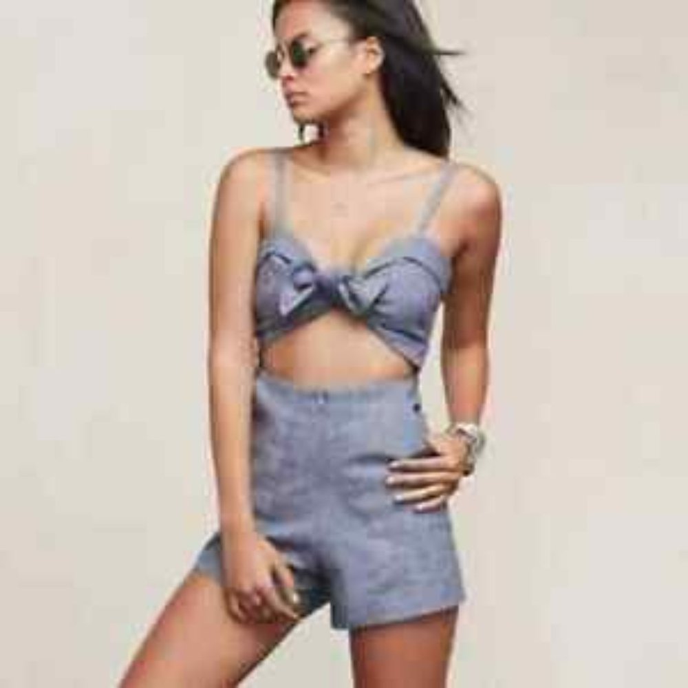 REFORMATION Tie Neck Romper